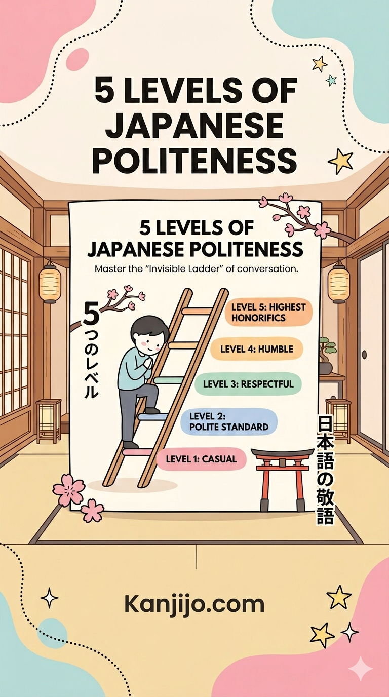 Kanjijo grammar lesson screen for Japanese politeness expressions