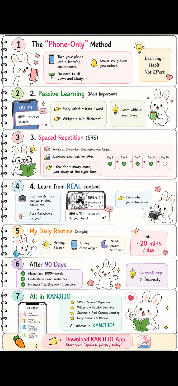 Kanjijo lock screen widget showing a kanji review prompt for ambient learning