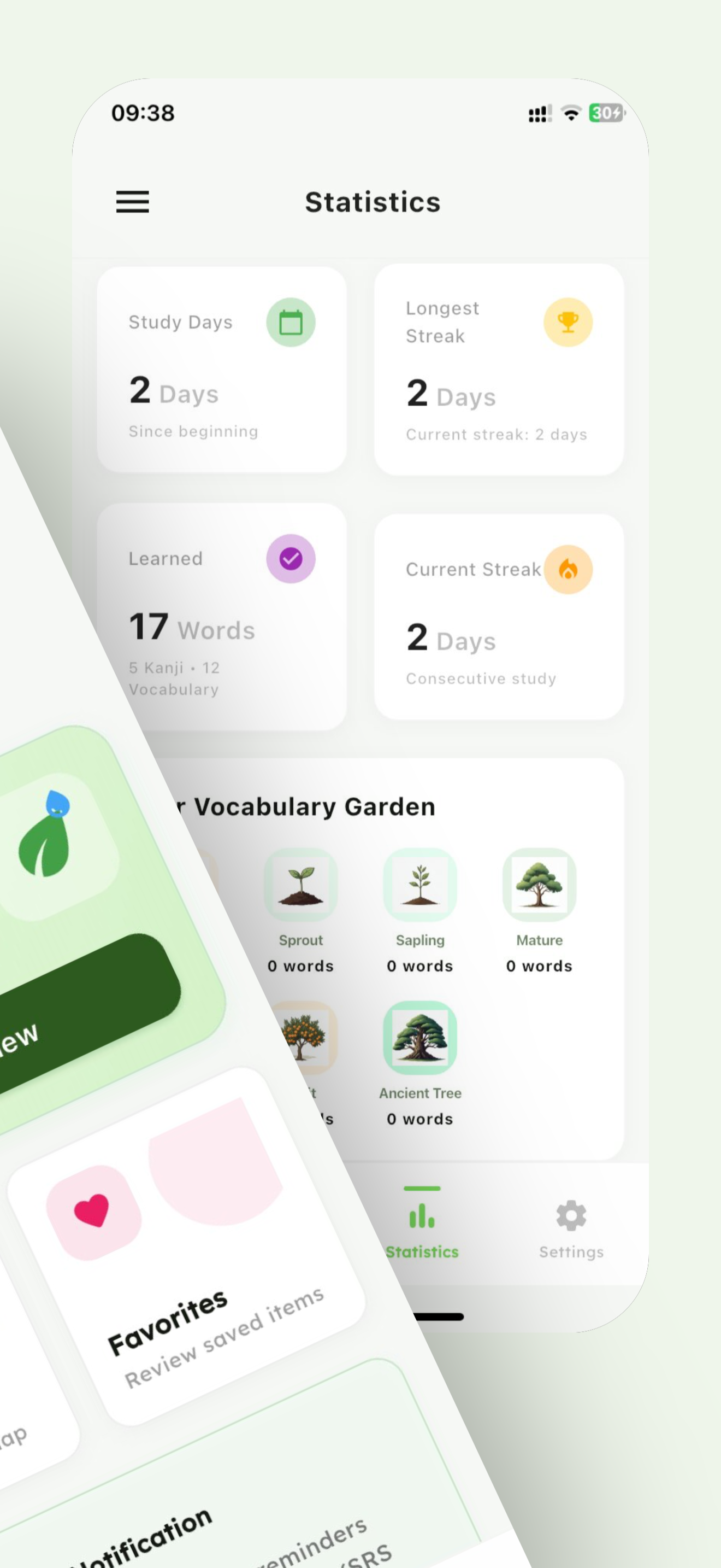 Japanese study progress tracking and statistics dashboard